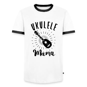 Ukulele Hawaii Uke Guitar Music Hawaiian Gift - Men's Ringer Shirt - white/black - Front - AI Model Female 172 light (172cm) & AI Model Male 178 dark (178cm)