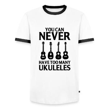 Ukulele Hawaii Uke Guitar Music Hawaiian Gift - Men's Ringer Shirt - white/black - Front - AI Model Female 172 light (172cm) & AI Model Male 178 dark (178cm)