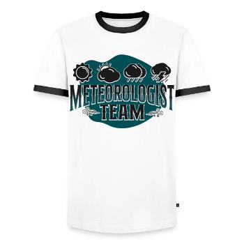 Météorologue Prévisions météorologiques - T-shirt contrasté Homme - blanc/noir - Devant - AI Model Female 172 light (172cm) & AI Model Male 178 dark (178cm)