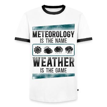 Meteorologist Weather Forecast - Männer Kontrast-T-Shirt - Weiß/Schwarz - Vorne - AI Model Female 172 light (172cm) & AI Model Male 178 dark (178cm)