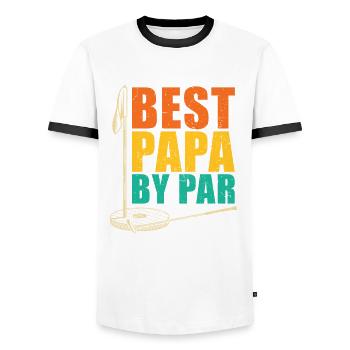 Best Dad by Par for Golfers - Men's Ringer Shirt - white/black - Front - AI Model Female 172 light (172cm) & AI Model Male 178 dark (178cm)