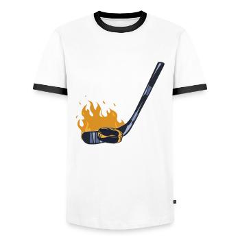 Je battrais cela pour les joueurs de hockey et les partisans - T-shirt contrasté Homme - blanc/noir - Devant - AI Model Female 172 light (172cm) & AI Model Male 178 dark (178cm)