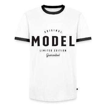 Modell Lustige Berufsbezeichnung Beruf Geburtstagsarbeiter - Männer Kontrast-T-Shirt - Weiß/Schwarz - Vorne - AI Model Female 172 light (172cm) & AI Model Male 178 dark (178cm)