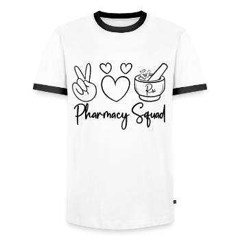 Technicien en pharmacie Cadeau de technicien en pharmacie - T-shirt contrasté Homme - blanc/noir - Devant - AI Model Female 172 light (172cm) & AI Model Male 178 dark (178cm)