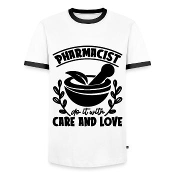 Pharmacien Technicien en pharmacie Idée cadeau cool - T-shirt contrasté Homme - blanc/noir - Devant - AI Model Female 172 light (172cm) & AI Model Male 178 dark (178cm)