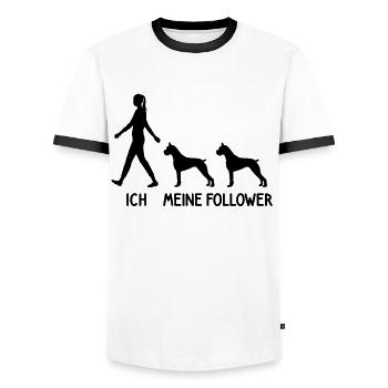 Ich Meine Follower Boxer Hund Hunde Züchter - Männer Kontrast-T-Shirt - Weiß/Schwarz - Vorne - AI Model Female 172 light (172cm) & AI Model Male 178 dark (178cm)