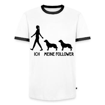 Ich Meine Follower Golden Retriever Hunde Züchter - Männer Kontrast-T-Shirt - Weiß/Schwarz - Vorne - AI Model Female 172 light (172cm) & AI Model Male 178 dark (178cm)