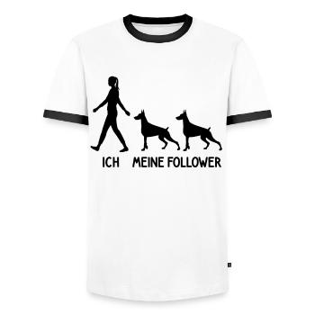 Ich Meine Follower Dobermann Hund Hunde Züchter - Männer Kontrast-T-Shirt - Weiß/Schwarz - Vorne - AI Model Female 172 light (172cm) & AI Model Male 178 dark (178cm)