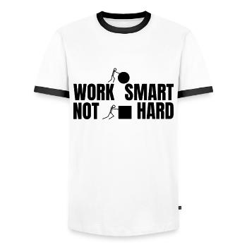 Travailler intelligemment pas dur - dicton motivant - T-shirt contrasté Homme - blanc/noir - Devant - AI Model Female 172 light (172cm) & AI Model Male 178 dark (178cm)