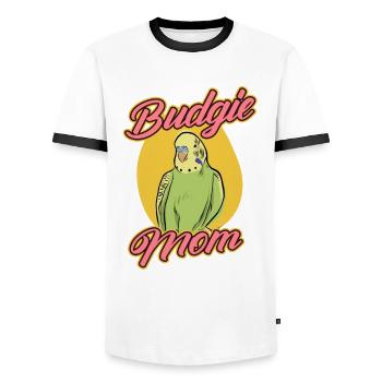 Budgerigar Mama Parrot Bird Budgie - Men's Ringer Shirt - white/black - Front - AI Model Female 172 light (172cm) & AI Model Male 178 dark (178cm)