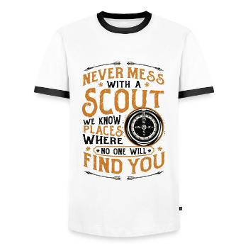 Never mess with a scout - Men's Ringer Shirt - white/black - Front - AI Model Female 172 light (172cm) & AI Model Male 178 dark (178cm)