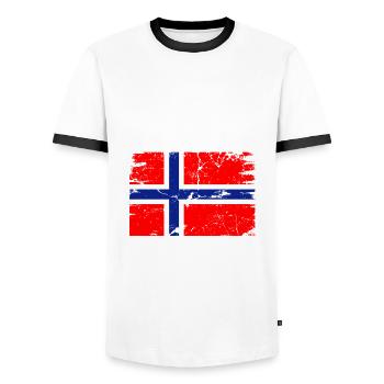 Skandinavien Urlaub Norweger Norwegen - Männer Kontrast-T-Shirt - Weiß/Schwarz - Vorne - AI Model Female 172 light (172cm) & AI Model Male 178 dark (178cm)
