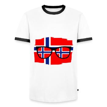 Skandinavien Norweger Norwegisch Norwegen - Männer Kontrast-T-Shirt - Weiß/Schwarz - Vorne - AI Model Female 172 light (172cm) & AI Model Male 178 dark (178cm)