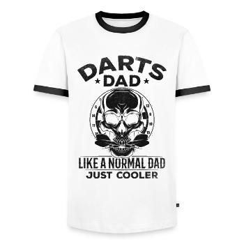 Dart Dad like a normal dad just cooler - - Men's Ringer Shirt - white/black - Front - AI Model Female 172 light (172cm) & AI Model Male 178 dark (178cm)