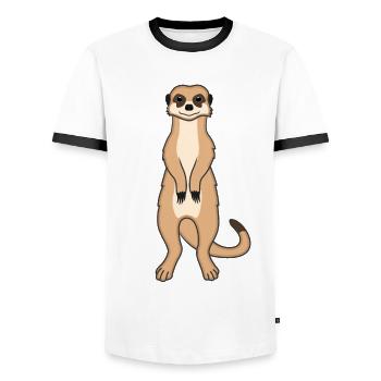 Meerkat Lover Gift Funny Animals - Men's Ringer Shirt - white/black - Front - AI Model Female 172 light (172cm) & AI Model Male 178 dark (178cm)