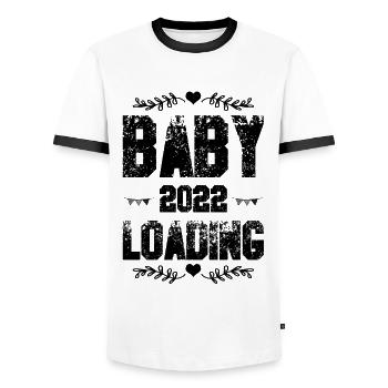 chargement bébé 2022 - T-shirt contrasté Homme - blanc/noir - Devant - AI Model Female 172 light (172cm) & AI Model Male 178 dark (178cm)