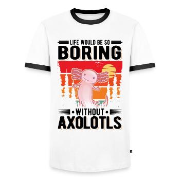 Life would be so boring without Axolotls - Men's Ringer Shirt - white/black - Front - AI Model Female 172 light (172cm) & AI Model Male 178 dark (178cm)
