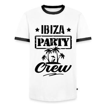 Ibiza Party Crew - Men's Ringer Shirt - white/black - Front - AI Model Female 172 light (172cm) & AI Model Male 178 dark (178cm)