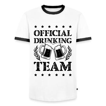 Drinking Team - Männer Kontrast-T-Shirt - Weiß/Schwarz - Vorne - AI Model Female 172 light (172cm) & AI Model Male 178 dark (178cm)