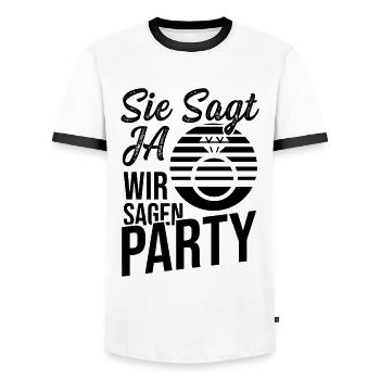 Sie Sagt Ja - Männer Kontrast-T-Shirt - Weiß/Schwarz - Vorne - AI Model Female 172 light (172cm) & AI Model Male 178 dark (178cm)