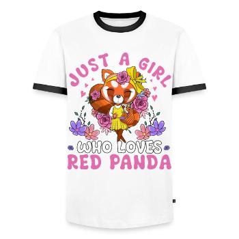 Just a Girl who loves Red Panda - Männer Kontrast-T-Shirt - Weiß/Schwarz - Vorne - AI Model Female 172 light (172cm) & AI Model Male 178 dark (178cm)
