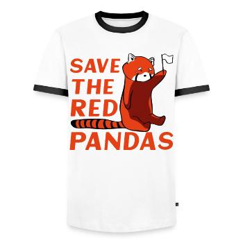 Save the Red Pandas - Männer Kontrast-T-Shirt - Weiß/Schwarz - Vorne - AI Model Female 172 light (172cm) & AI Model Male 178 dark (178cm)