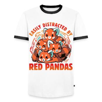 Easily Distracted by Pandas - Männer Kontrast-T-Shirt - Weiß/Schwarz - Vorne - AI Model Female 172 light (172cm) & AI Model Male 178 dark (178cm)