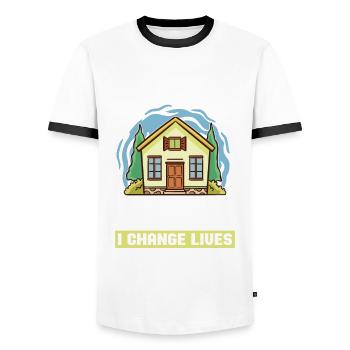 Je ne vends pas de maisons pour les agents immobiliers - T-shirt contrasté Homme - blanc/noir - Devant - AI Model Female 172 light (172cm) & AI Model Male 178 dark (178cm)