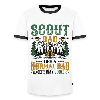 Scout Dad like a normal dad, only much cooler - Men's Ringer Shirt - white/black - Front - AI Model Female 172 light (172cm) & AI Model Male 178 dark (178cm)