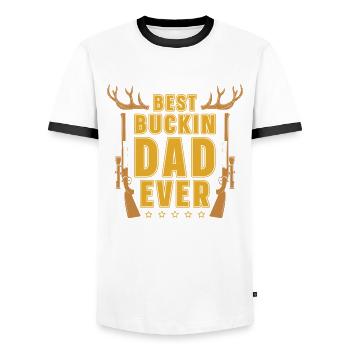 Best Buckin Father ever for Deer Hunters - Men's Ringer Shirt - white/black - Front - AI Model Female 172 light (172cm) & AI Model Male 178 dark (178cm)