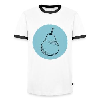 Pear - Men's Ringer Shirt - white/black - Front - AI Model Female 172 light (172cm) & AI Model Male 178 dark (178cm)