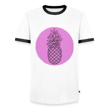 Pineapple - Men's Ringer Shirt - white/black - Front - AI Model Female 172 light (172cm) & AI Model Male 178 dark (178cm)