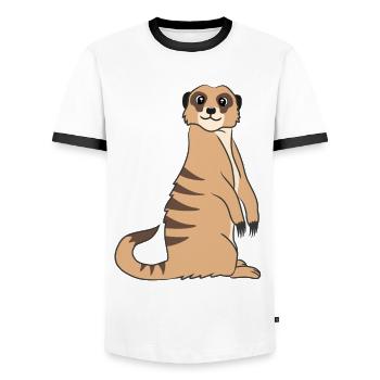Meerkat Lover Gift Funny Animals - Men's Ringer Shirt - white/black - Front - AI Model Female 172 light (172cm) & AI Model Male 178 dark (178cm)