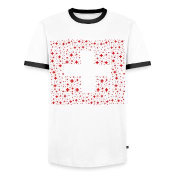 Schweiz T-shirt Geschenkidee - Männer Kontrast-T-Shirt - Weiß/Schwarz - Vorne - AI Model Female 172 light (172cm) & AI Model Male 178 dark (178cm)