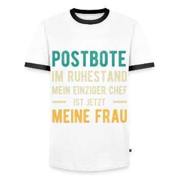 Postbote Spruch Verheiratet - Männer Kontrast-T-Shirt - Weiß/Schwarz - Vorne - AI Model Female 172 light (172cm) & AI Model Male 178 dark (178cm)