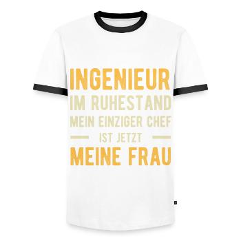 Ingenieur Lustiger Spruch Ehepaar - Männer Kontrast-T-Shirt - Weiß/Schwarz - Vorne - AI Model Female 172 light (172cm) & AI Model Male 178 dark (178cm)