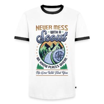 Never mess with a scout - Men's Ringer Shirt - white/black - Front - AI Model Female 172 light (172cm) & AI Model Male 178 dark (178cm)
