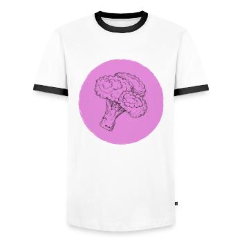 Broccoli - Men's Ringer Shirt - white/black - Front - AI Model Female 172 light (172cm) & AI Model Male 178 dark (178cm)