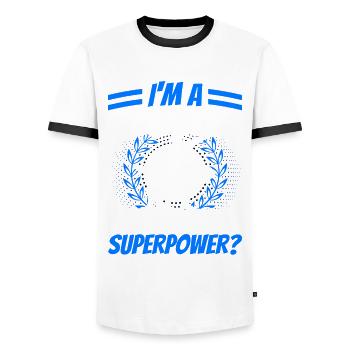 Papa célibataire Quelle est votre superpuissance Fête des pères - T-shirt contrasté Homme - blanc/noir - Devant - AI Model Female 172 light (172cm) & AI Model Male 178 dark (178cm)