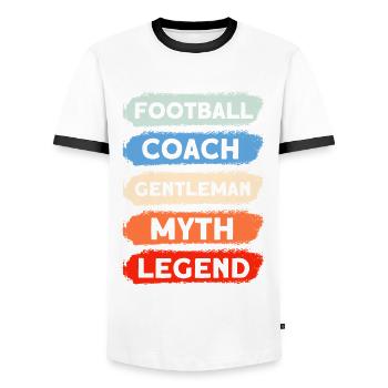 Football Trainer Gentleman Mythos Legende - Männer Kontrast-T-Shirt - Weiß/Schwarz - Vorne - AI Model Female 172 light (172cm) & AI Model Male 178 dark (178cm)
