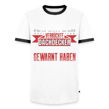 Ich Bin Der Verrückte Dachdecker - Männer Kontrast-T-Shirt - Weiß/Schwarz - Vorne - AI Model Female 172 light (172cm) & AI Model Male 178 dark (178cm)