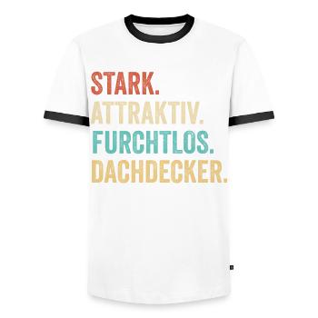 Stark Attraktiv Furchtlos Dachdecker - Männer Kontrast-T-Shirt - Weiß/Schwarz - Vorne - AI Model Female 172 light (172cm) & AI Model Male 178 dark (178cm)