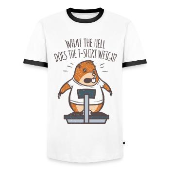 A funny mole saying weight on the scales - Men's Ringer Shirt - white/black - Front - AI Model Female 172 light (172cm) & AI Model Male 178 dark (178cm)
