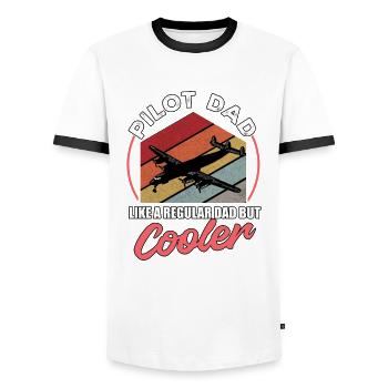 Flugzeug Pilot Fliegen Vater Cooler I Geschenk - Männer Kontrast-T-Shirt - Weiß/Schwarz - Vorne - AI Model Female 172 light (172cm) & AI Model Male 178 dark (178cm)