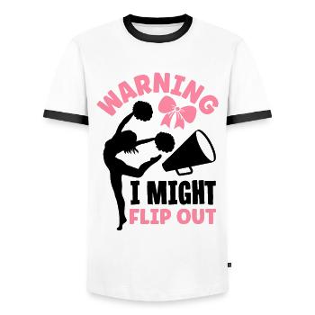 Warning I Might Flip Out Cheerleading Cheerleader - Männer Kontrast-T-Shirt - Weiß/Schwarz - Vorne - AI Model Female 172 light (172cm) & AI Model Male 178 dark (178cm)