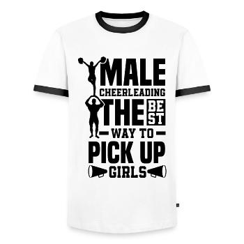 Male Cheerleading The Best Way To Pick Up Girls Sp - Männer Kontrast-T-Shirt - Weiß/Schwarz - Vorne - AI Model Female 172 light (172cm) & AI Model Male 178 dark (178cm)