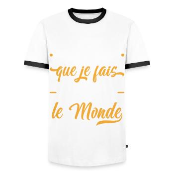 Anniversaire 48 ans, idée cadeau date de naissance - T-shirt contrasté Homme - blanc/noir - Devant - AI Model Female 172 light (172cm) & AI Model Male 178 dark (178cm)