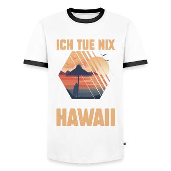 Ich tue nix ich will nur nach Hawaii - Männer Kontrast-T-Shirt - Weiß/Schwarz - Vorne - AI Model Female 172 light (172cm) & AI Model Male 178 dark (178cm)