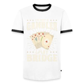 Je ne suis pas un joueur et je joue au bridge - T-shirt contrasté Homme - blanc/noir - Devant - AI Model Female 172 light (172cm) & AI Model Male 178 dark (178cm)