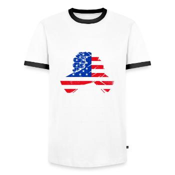Restez calme et appuyez sur le bras Appuyez sur le bras - T-shirt contrasté Homme - blanc/noir - Devant - AI Model Female 172 light (172cm) & AI Model Male 178 dark (178cm)